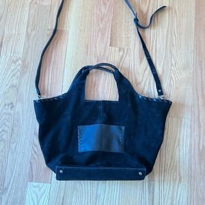 Elegant Black Suede Tote Bag